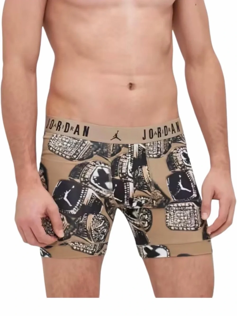 Jordan Men’s 2-Pack Boxer Briefs — Black & Tan Ring Print